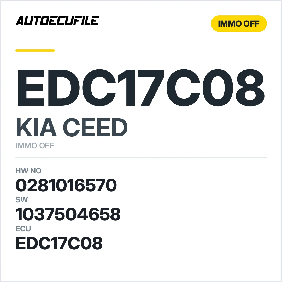 KIA CEED EDC17C08 0281016570 1037504658 IMMO OFF