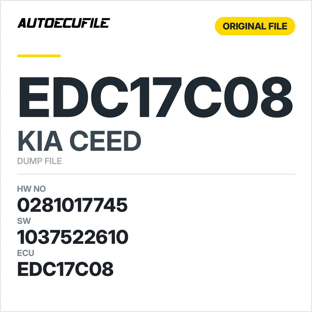 KIA CEED EDC17C08 0281017745 1037512503 1037522610 DUMP