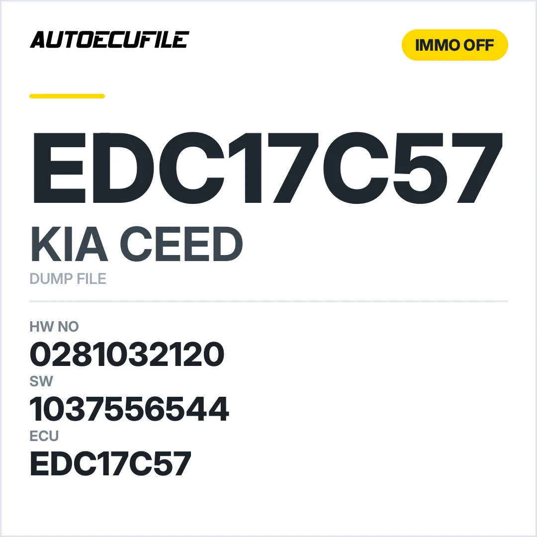 KIA CEED EDC17C57 0281032120 1037556544 IMMO OFF DUMP