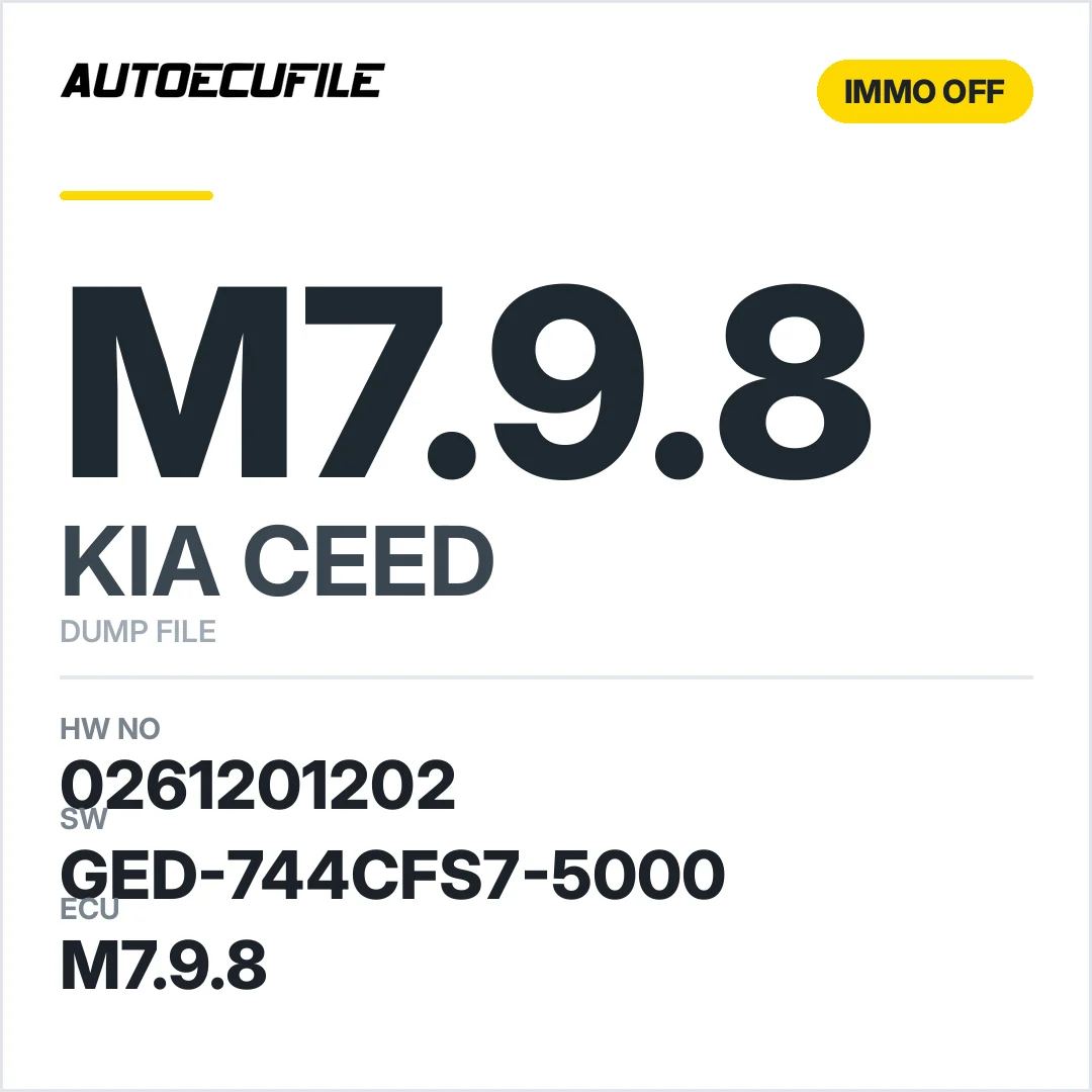 KIA CEED M7.9.8  0261201202 39110-2B520 GED-744CFS7 IMMO OFF DUMP