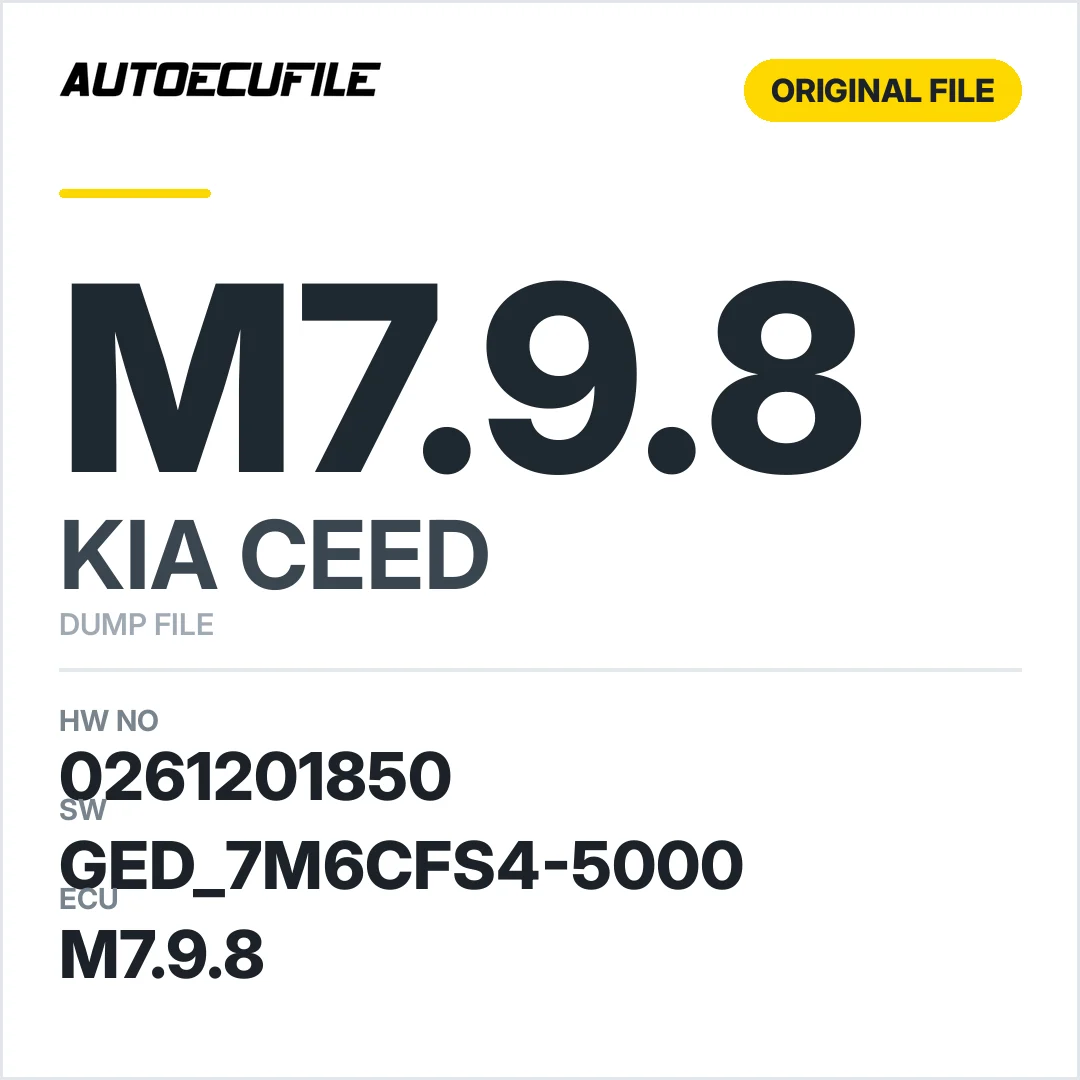 KIA CEED M7.9.8 0261201850 39110-2B580 GED 7M6CFS4-5000 DUMP