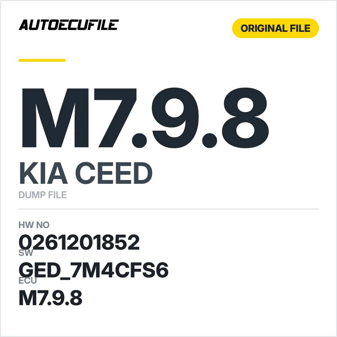 KIA CEED M7.9.8 0261201852 39110-2B600 GED 7M4CFS6 DUMP