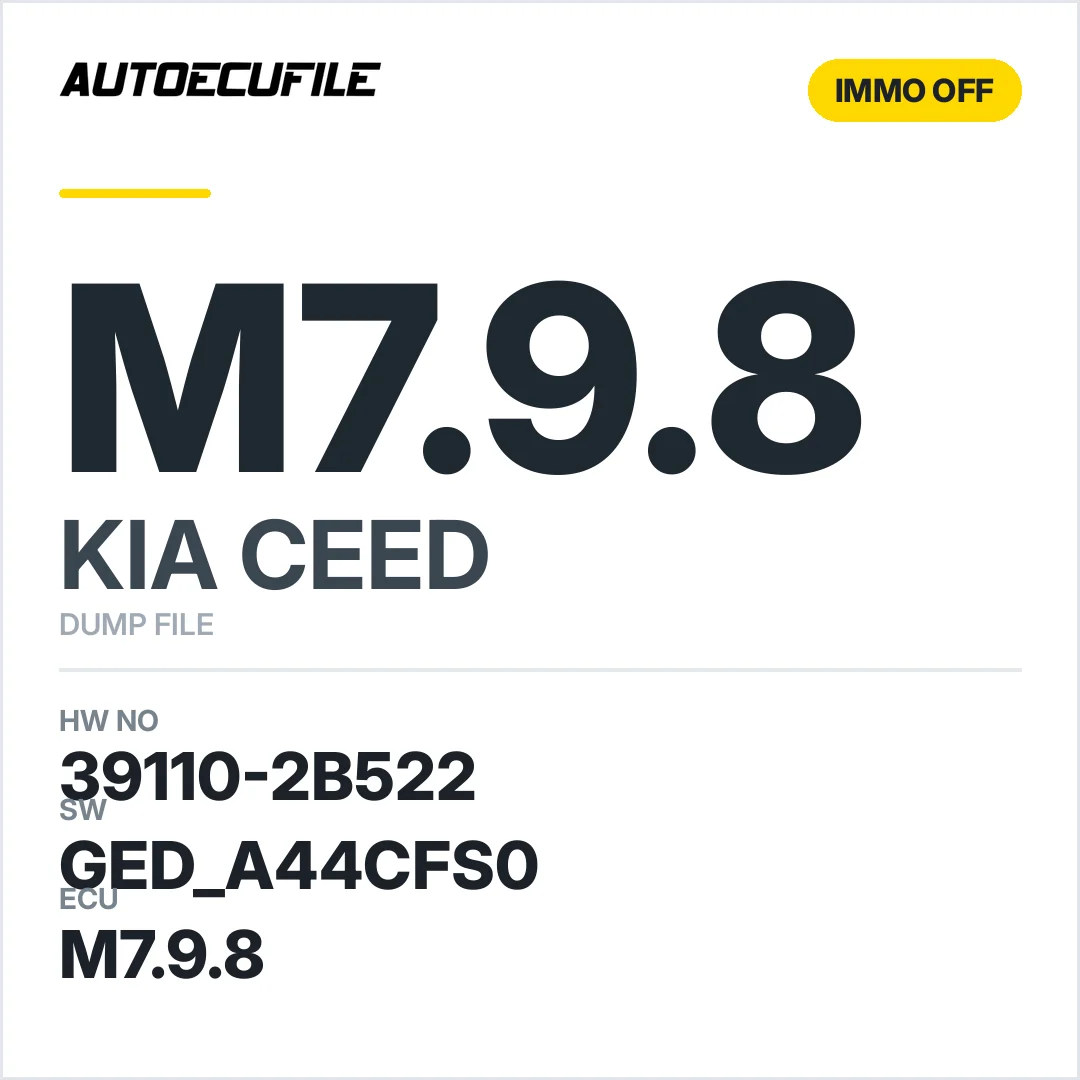 KIA CEED M7.9.8 0261S05598  39110-2B522 GED A44CFS0 IMMO OFF DUMP