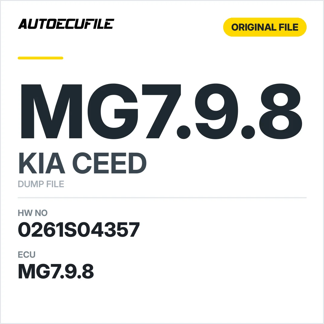 KIA CEED MG7.9.8 0261S04357 39120-2B601 DUMP