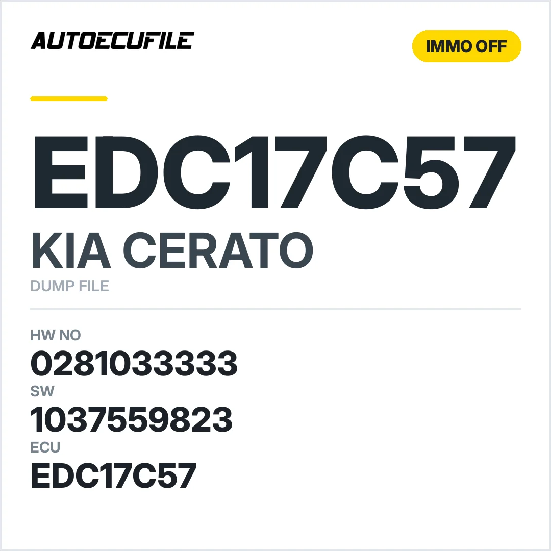 KIA CERATO EDC17C57 0281033333 1037559823 IMMO OFF DUMP