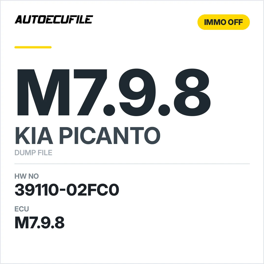KIA PICANTO M7.9.8 39110-02FC0 9030933023 IMMO OFF DUMP
