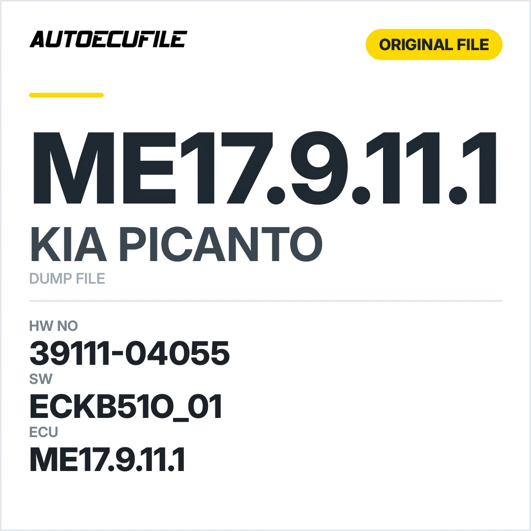 KIA PICANTO ME17.9.11.1 39111-04055 ECKB51O 01 DUMP