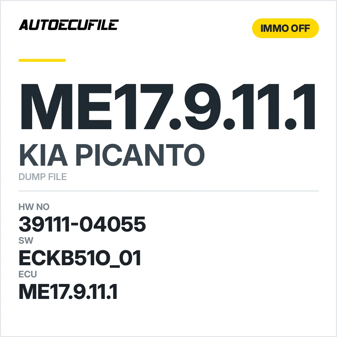 KIA PICANTO ME17.9.11.1 39111-04055 ECKB51O 01 IMMO OFF DUMP