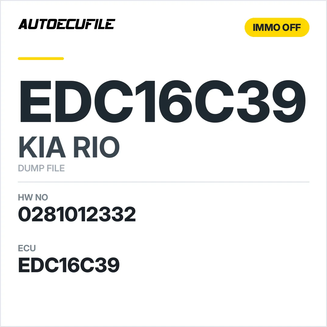 KIA RIO EDC16C39 0281012332 1037376516  IMMO OFF DUMP