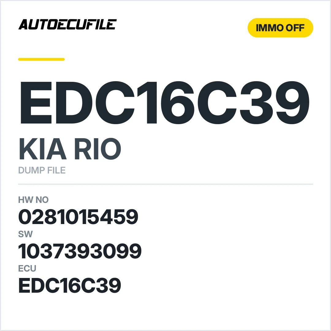 KIA RIO EDC16C39 0281015459 1037393099 IMMO OFF DUMP