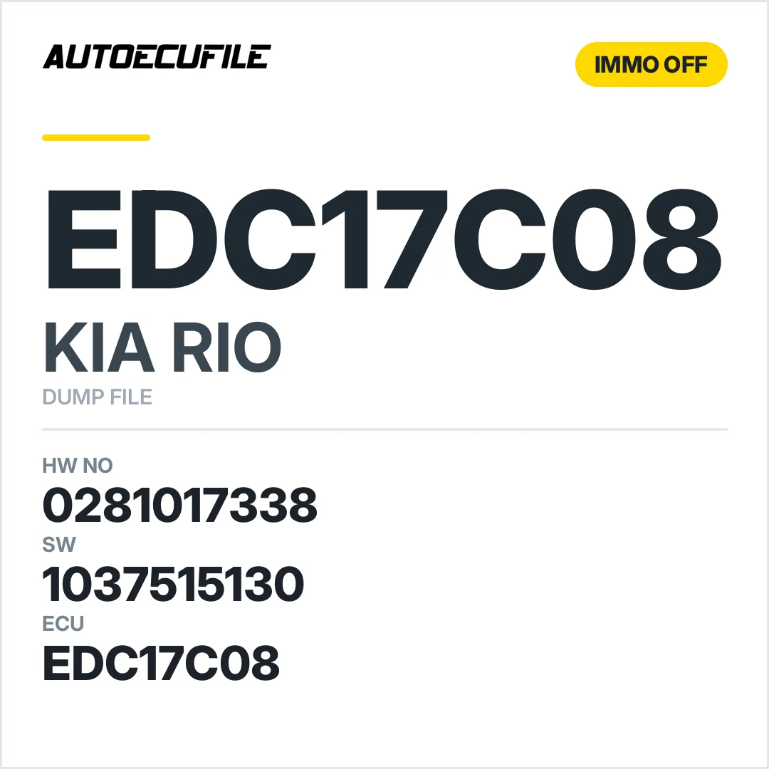 KIA RIO EDC17C08 0281017338 1037515130 IMMO OFF DUMP