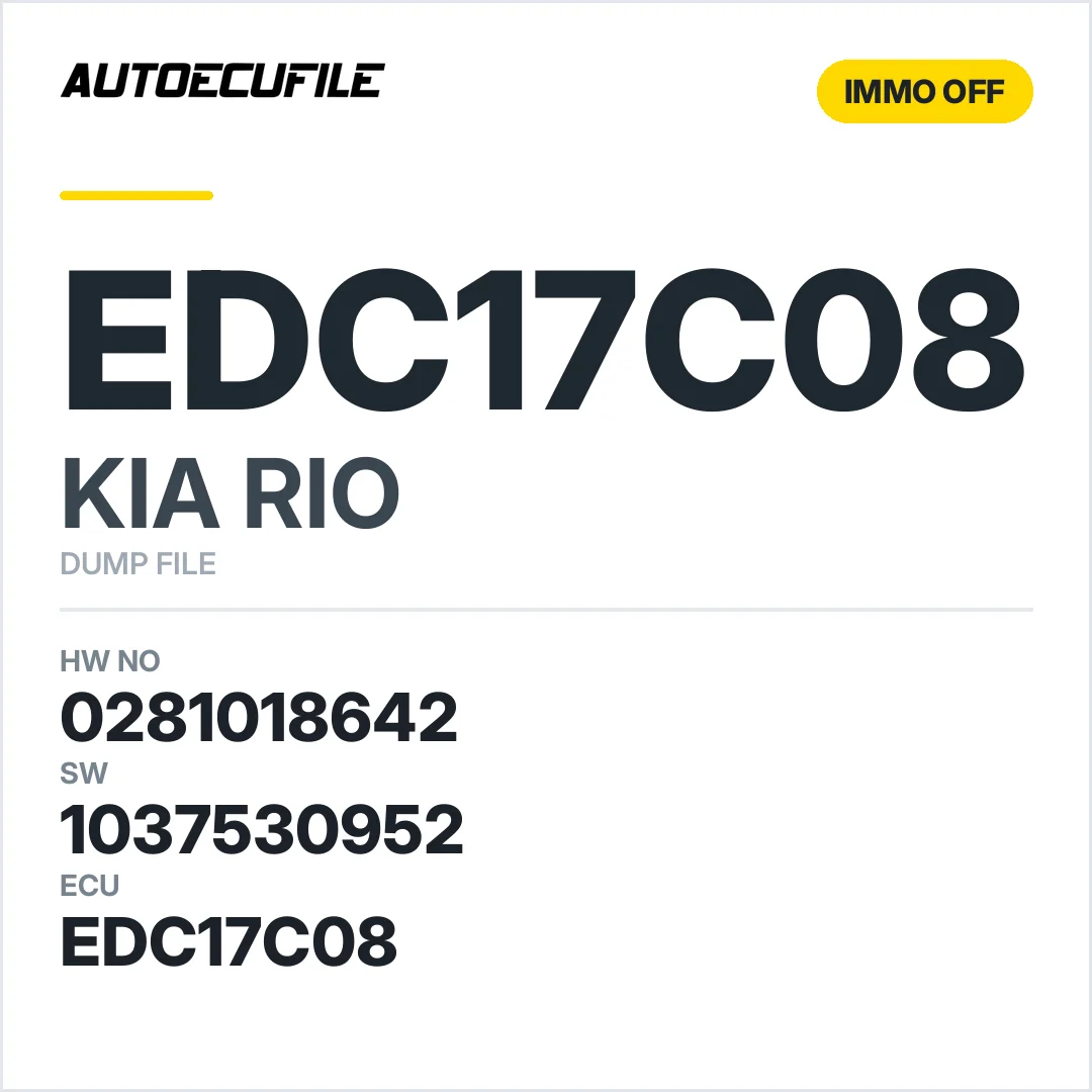 KIA RIO EDC17C08 0281018642 1037530952 IMMO OFF DUMP
