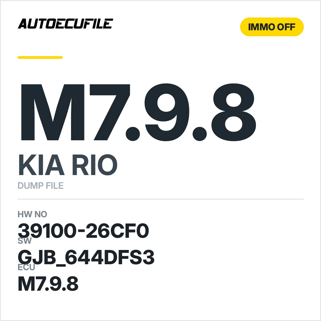 KIA RIO M7.9.8 39100-26CF0 GJB 644DFS3 IMMO OFF DUMP