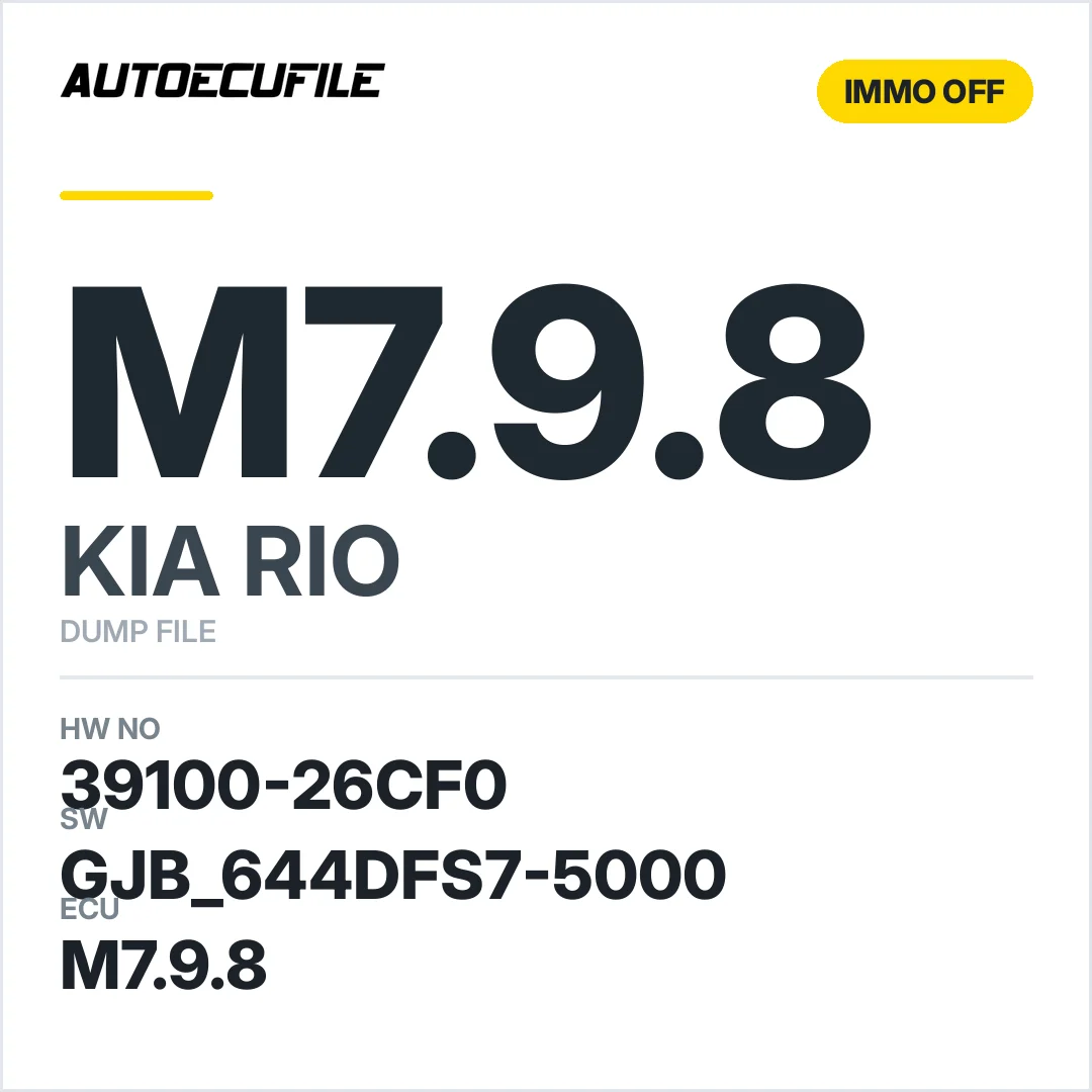 KIA RIO M7.9.8 39100-26CF0 GJB 644DFS7-5000 IMMO OFF DUMP