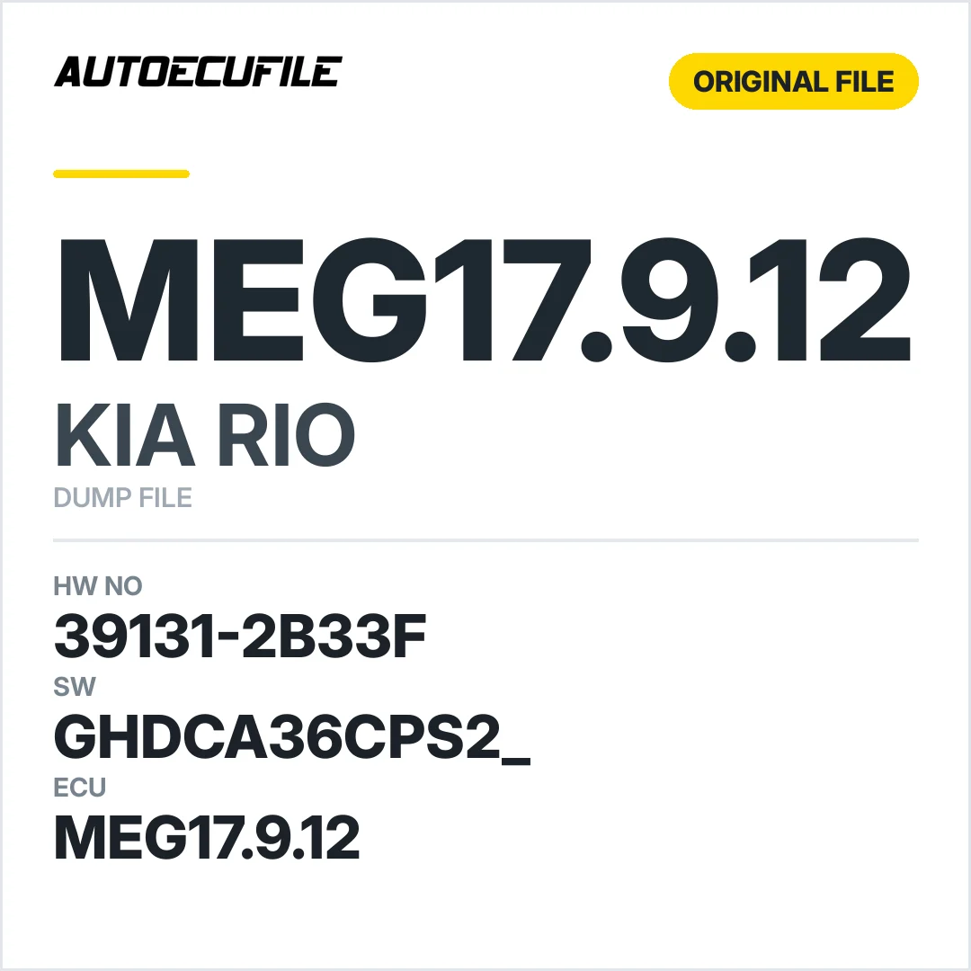 KIA RIO MEG17.9.12 39131-2B33F 9003100291KF  GHDCA36CPS2  DUMP