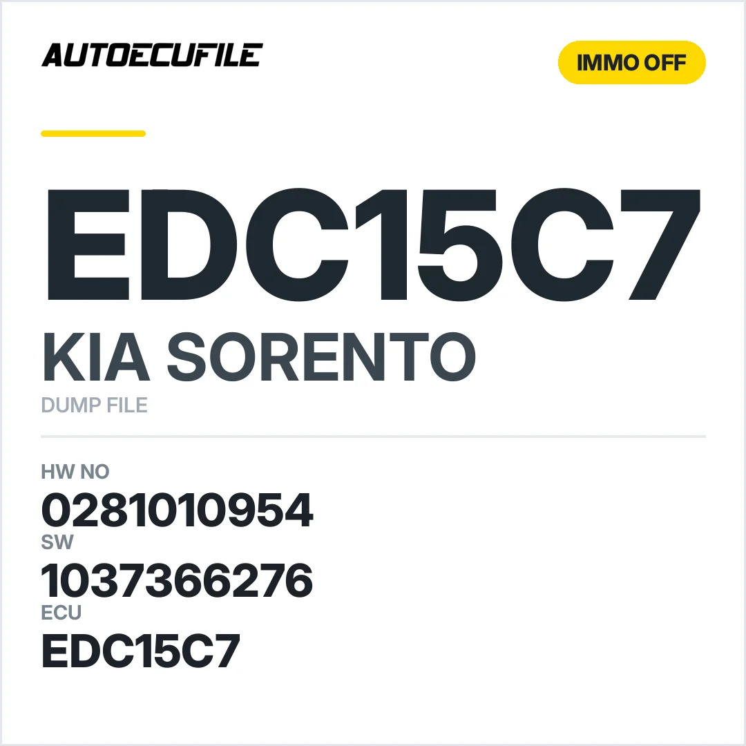 KIA SORENTO EDC15C7 0281010954  1037366276 IMMO OFF DUMP