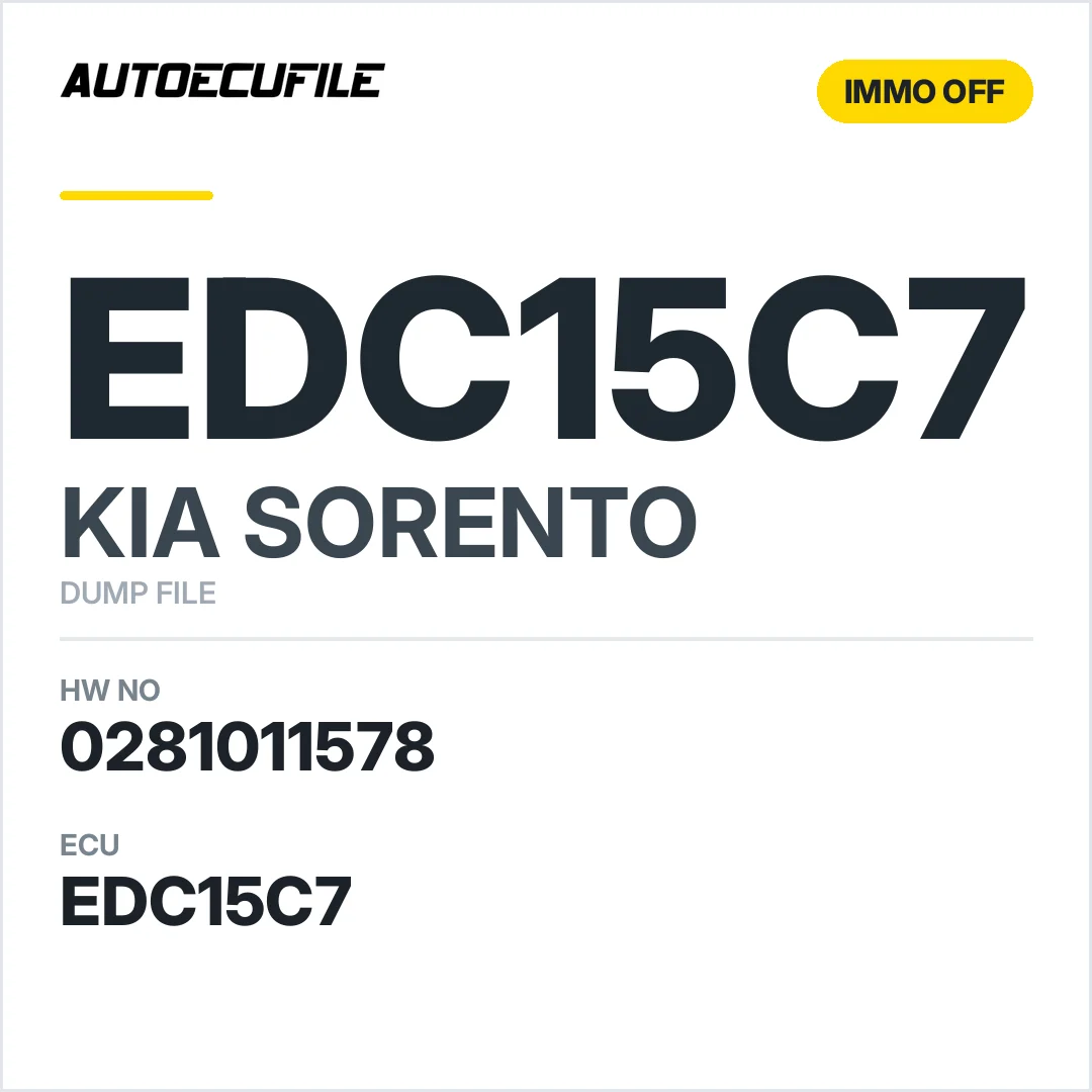 KIA SORENTO EDC15C7 0281011578 IMMO OFF DUMP