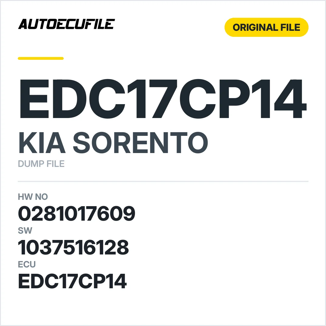 KIA SORENTO EDC17CP14 0281017609 1037516128 DUMP