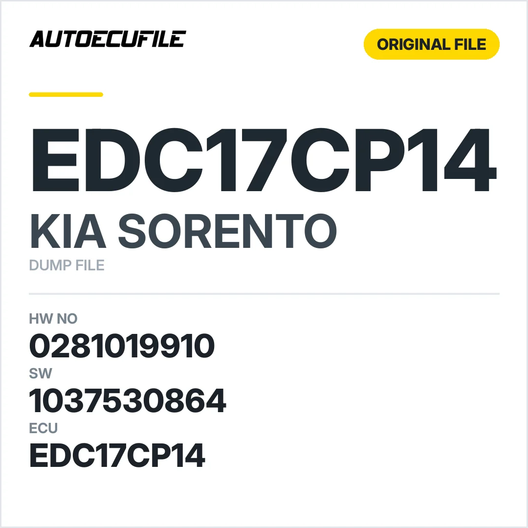 KIA SORENTO EDC17CP14 0281019910 1037530864 DUMP