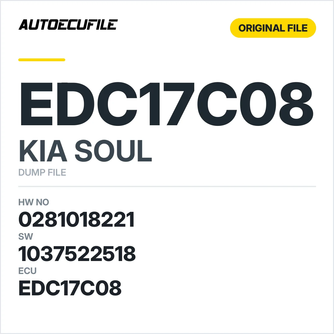 KIA SOUL EDC17C08 0281018221 1037522518 DUMP