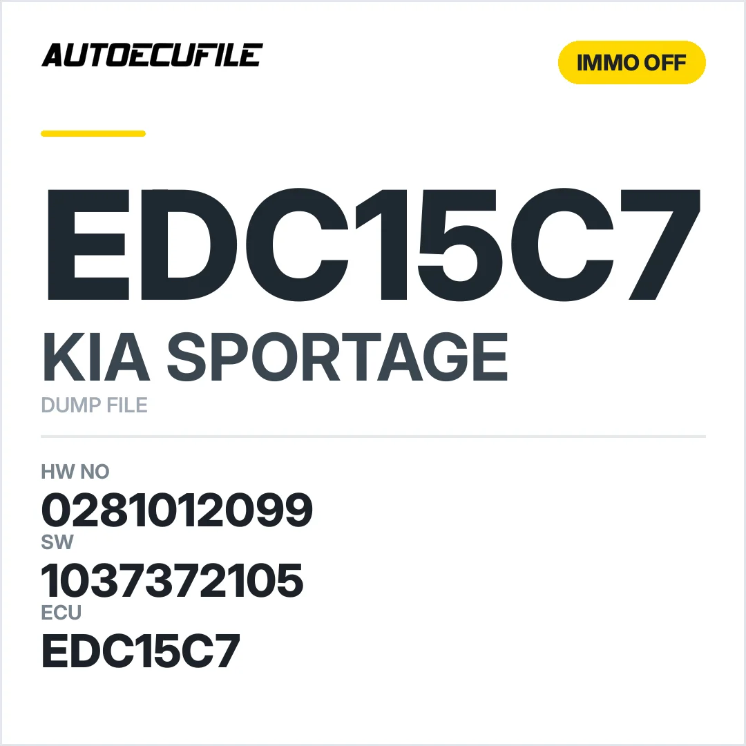 KIA SPORTAGE EDC15C7 0281012099  1037372105  IMMO OFF DUMP