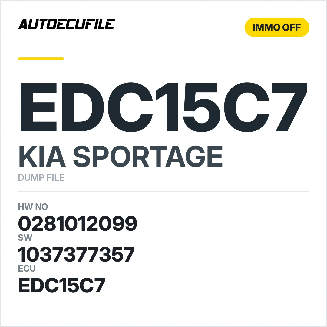 KIA SPORTAGE EDC15C7 0281012099 1037377357 IMMO OFF DUMP
