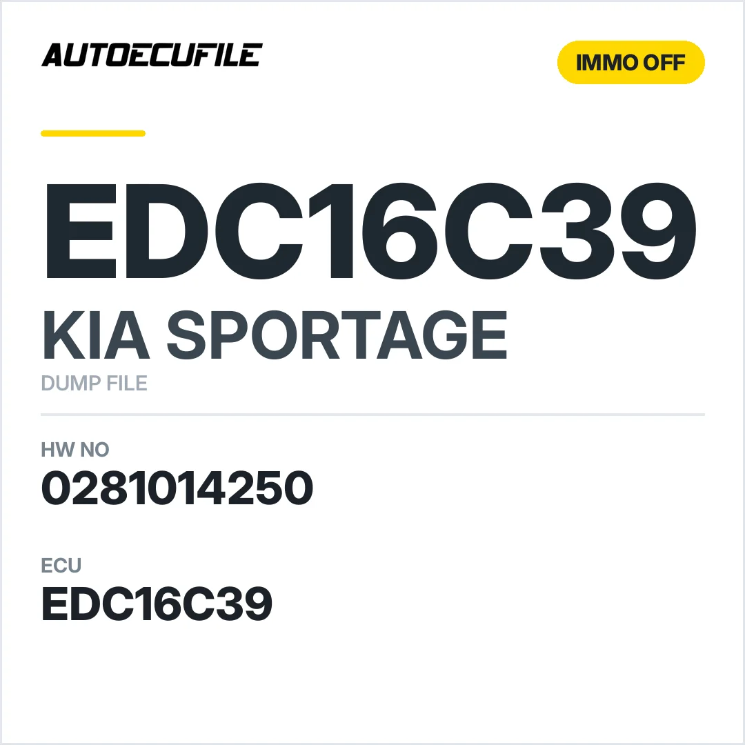 KIA SPORTAGE EDC16C39 0281014250 IMMO OFF DUMP