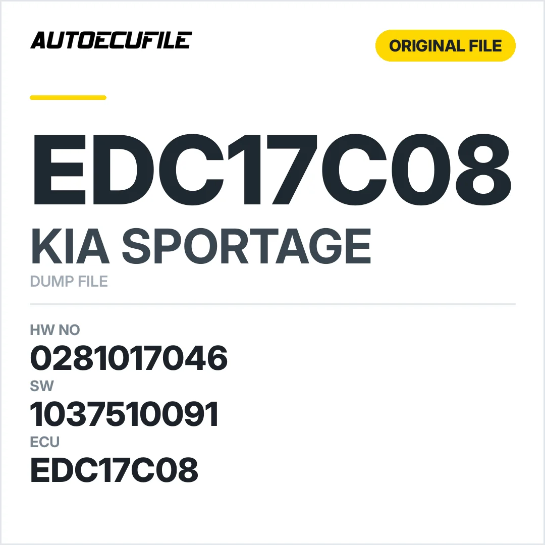 KIA SPORTAGE EDC17C08 0281017046 1037510091 DUMP