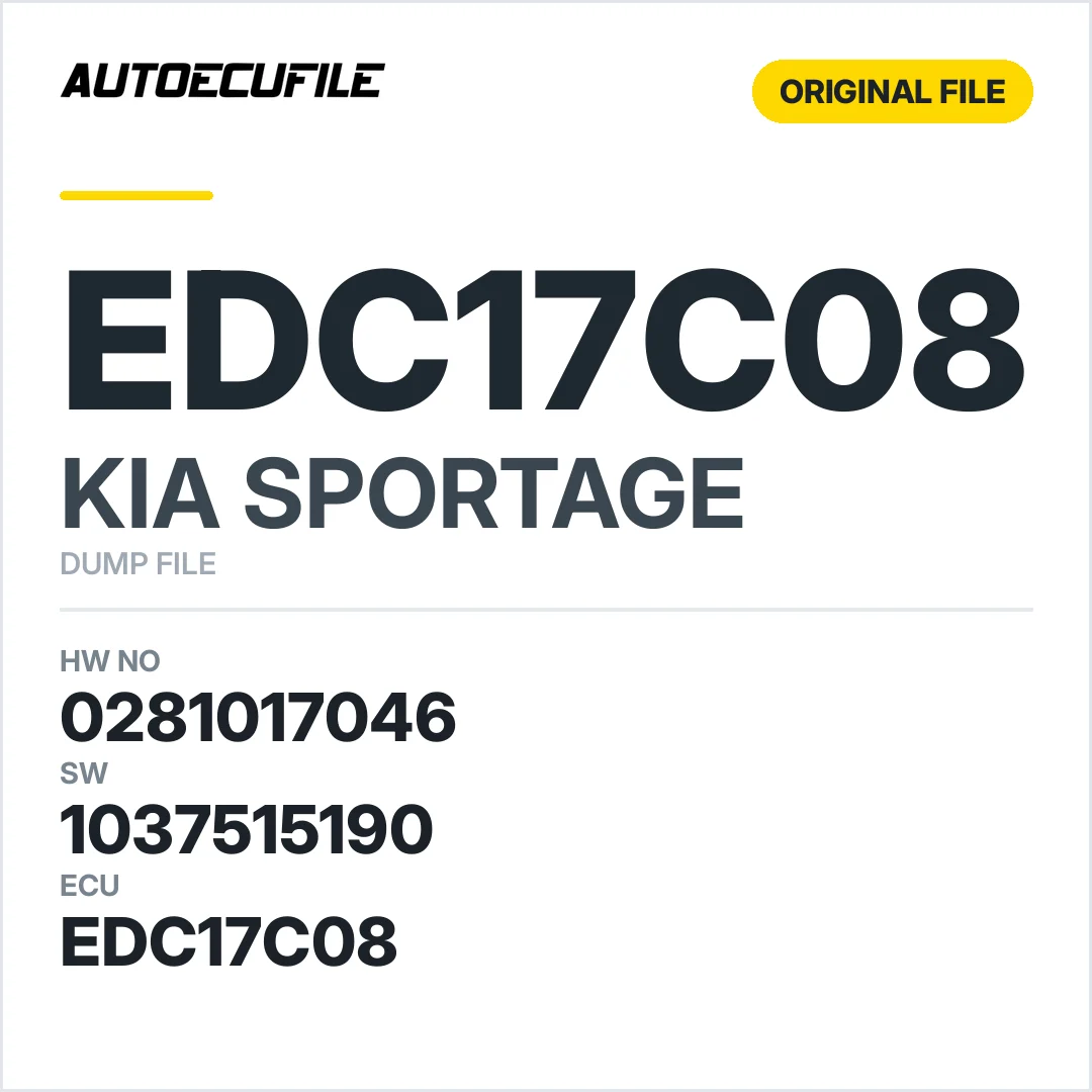 KIA SPORTAGE EDC17C08 0281017046 1037515190 DUMP