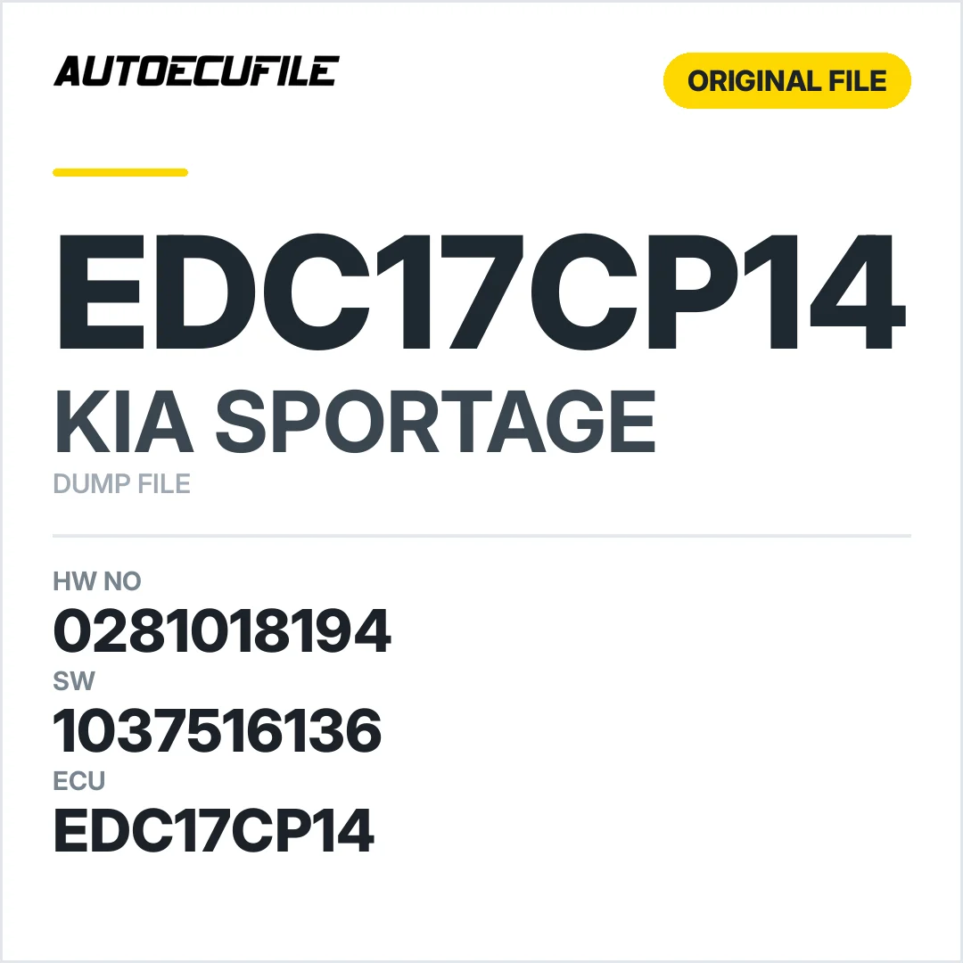 KIA SPORTAGE EDC17CP14 0281018194 1037516136 DUMP
