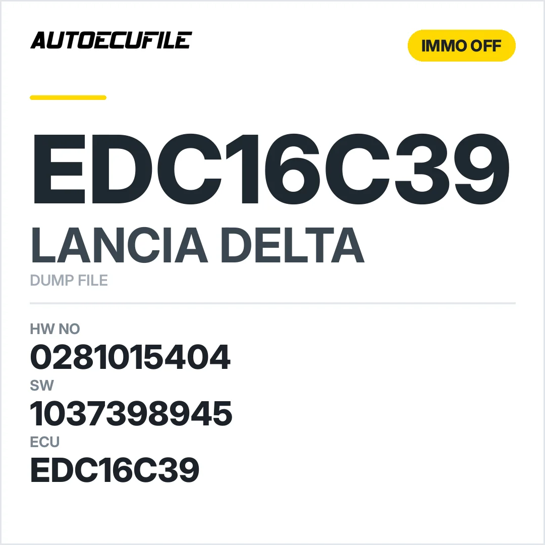 LANCIA DELTA EDC16C39 0281015404 1037398945 IMMO OFF DUMP