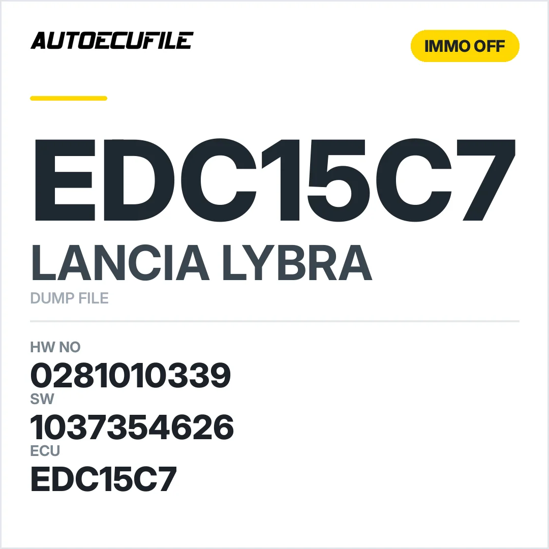 LANCIA LYBRA EDC15C7 0281010339 1037354626 IMMO OFF DUMP