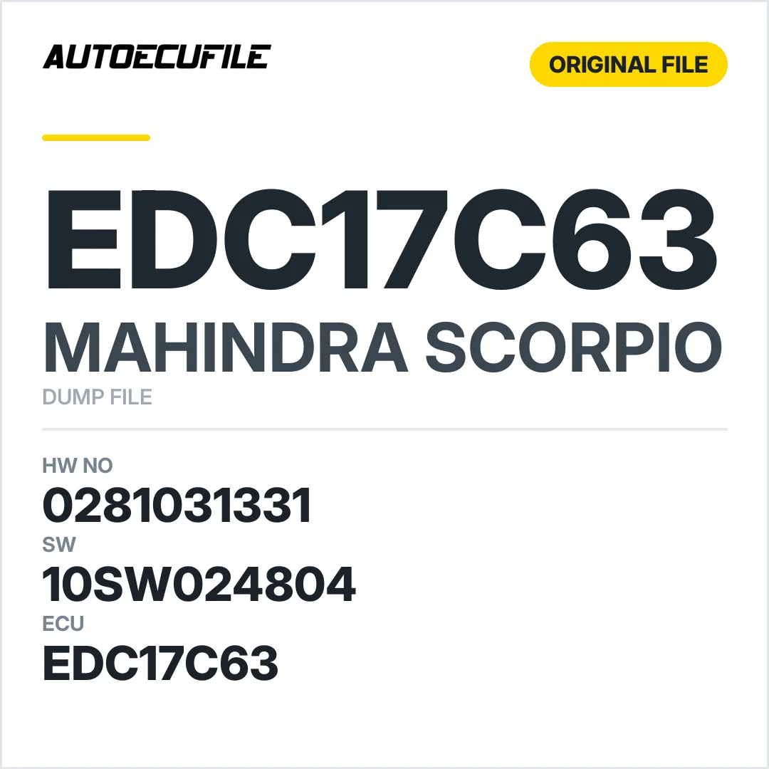 MAHINDRA SCORPIO EDC17C63 0281031331 1037560642  10SW024804 DUMP