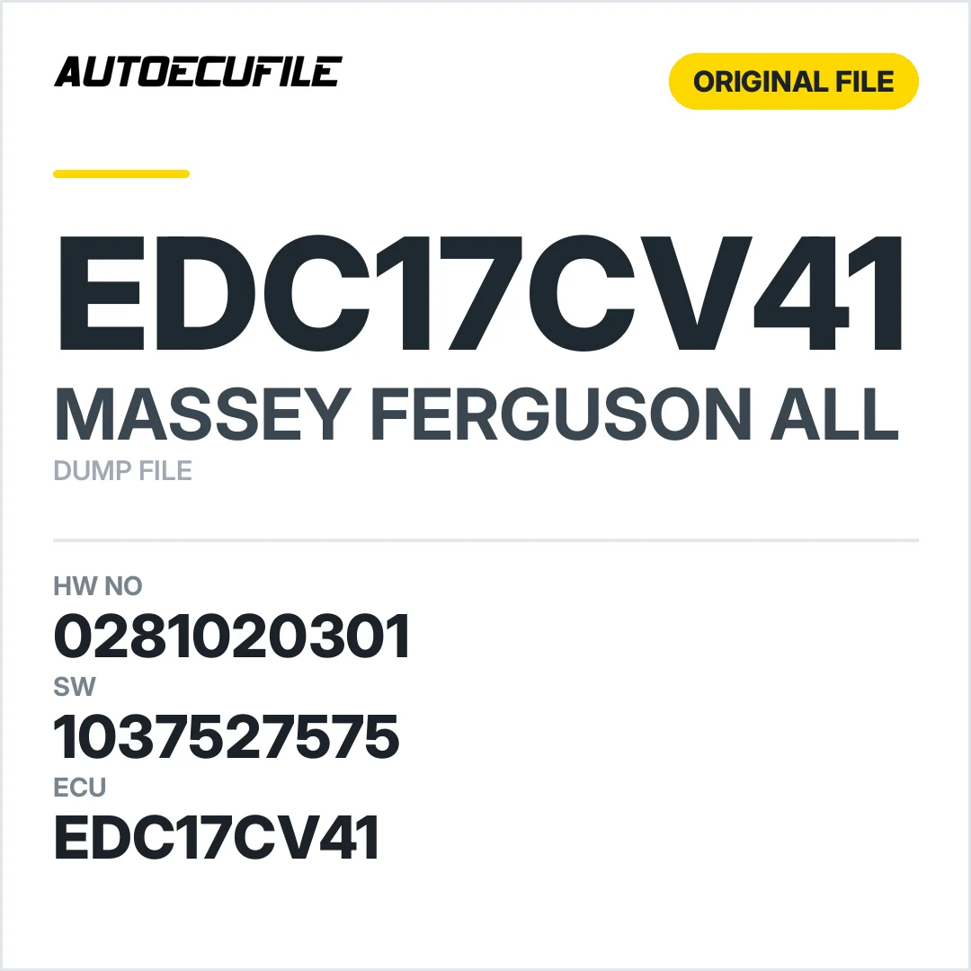 MASSEY FERGUSON EDC17CV41 0281020301 1037527575 DUMP