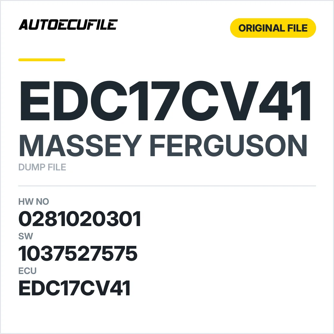 MASSEY FERGUSON EDC17CV41 0281020301 1037527575 P898V340 DUMP
