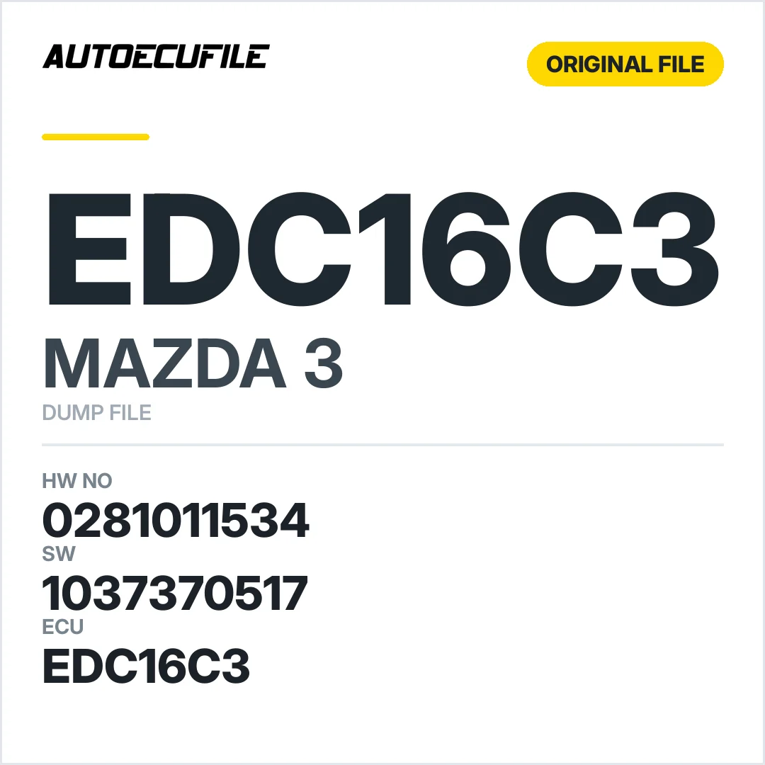 MAZDA 3 EDC16C3 0281011534 1037370517 DUMP