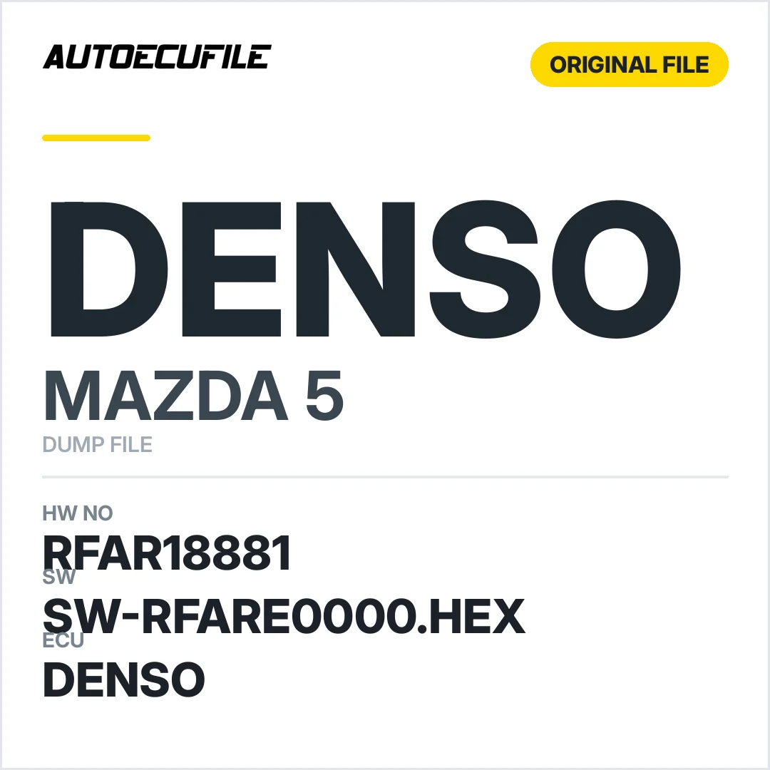 MAZDA 5 DENSO RFAR18881 SW-RFARE0000.HEX DUMP