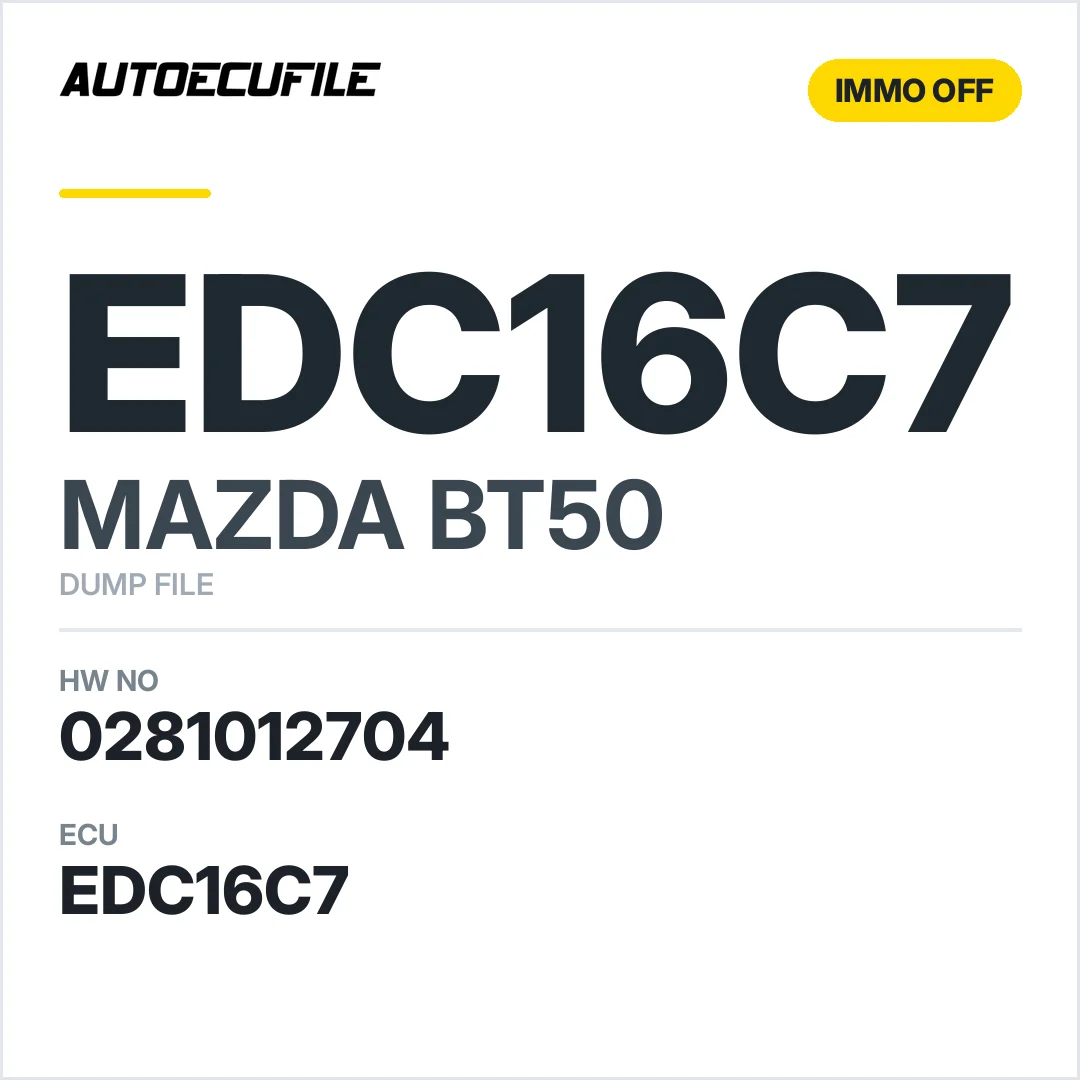 MAZDA BT50 EDC16C7 0281012704 IMMO OFF DUMP