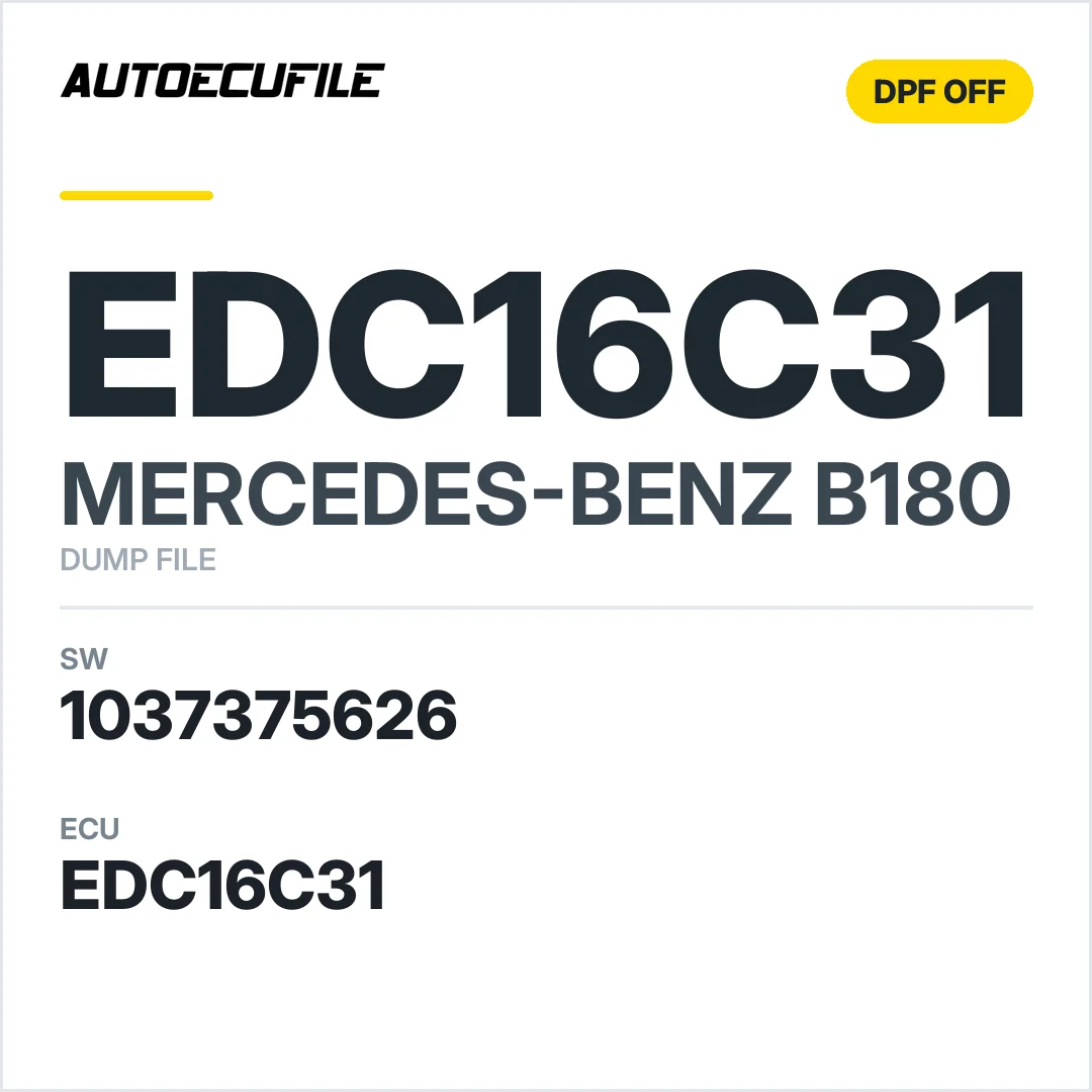 MERCEDES B180 EDC16C31 1037375626 DPF EGR OFF DUMP