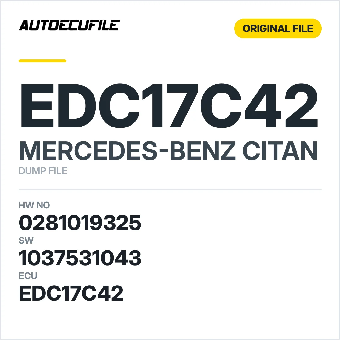 MERCEDES CITAN EDC17C42 0281019325 1037531043 DUMP