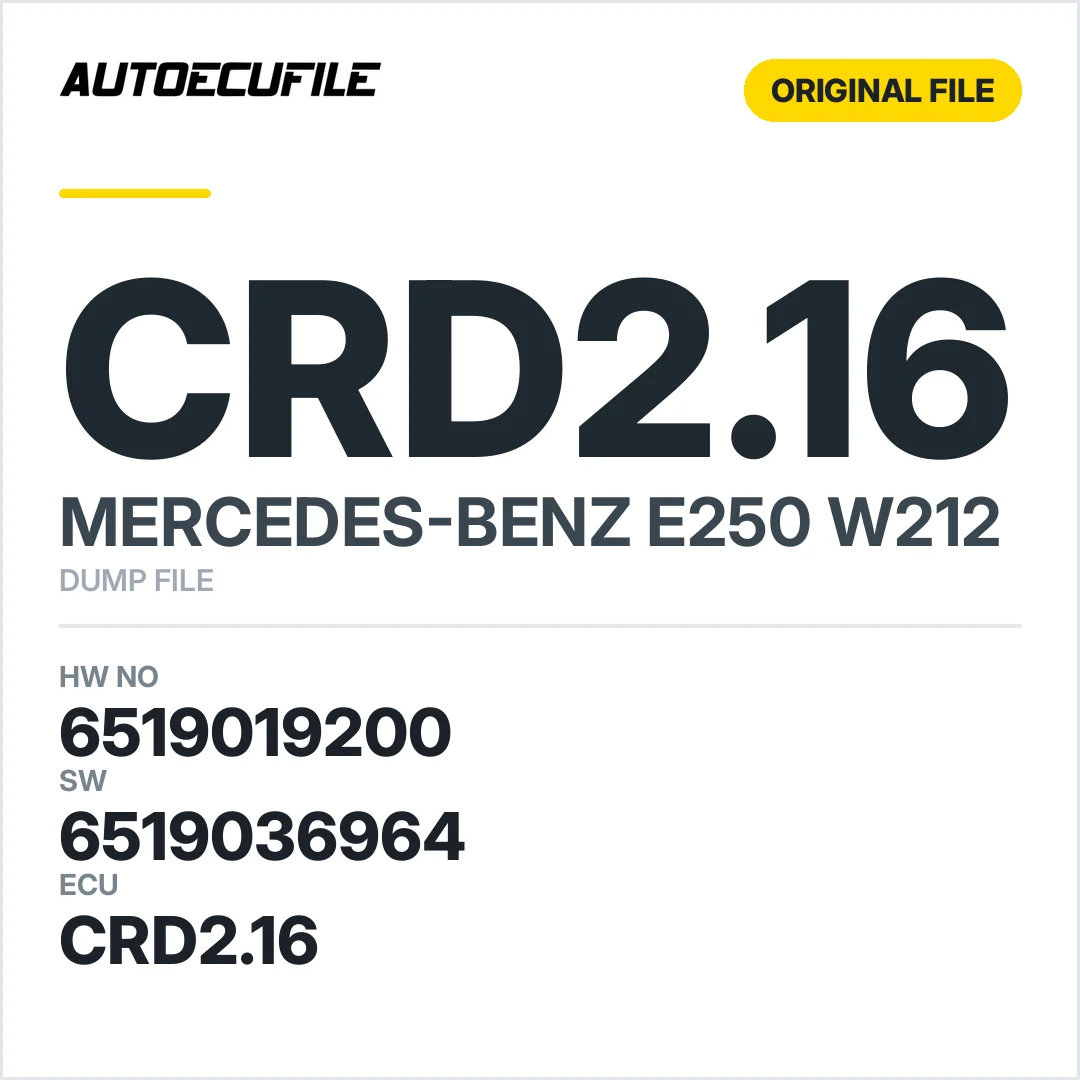 MERCEDES E250 W212 CRD2.16 6519019200 6519036964 DUMP