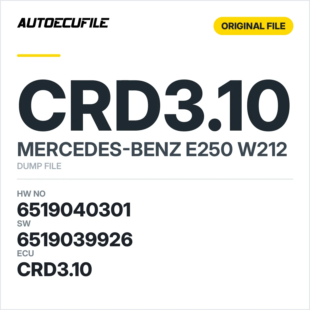 MERCEDES E250 W212 CRD3.10 6519040301 6519039926 DUMP