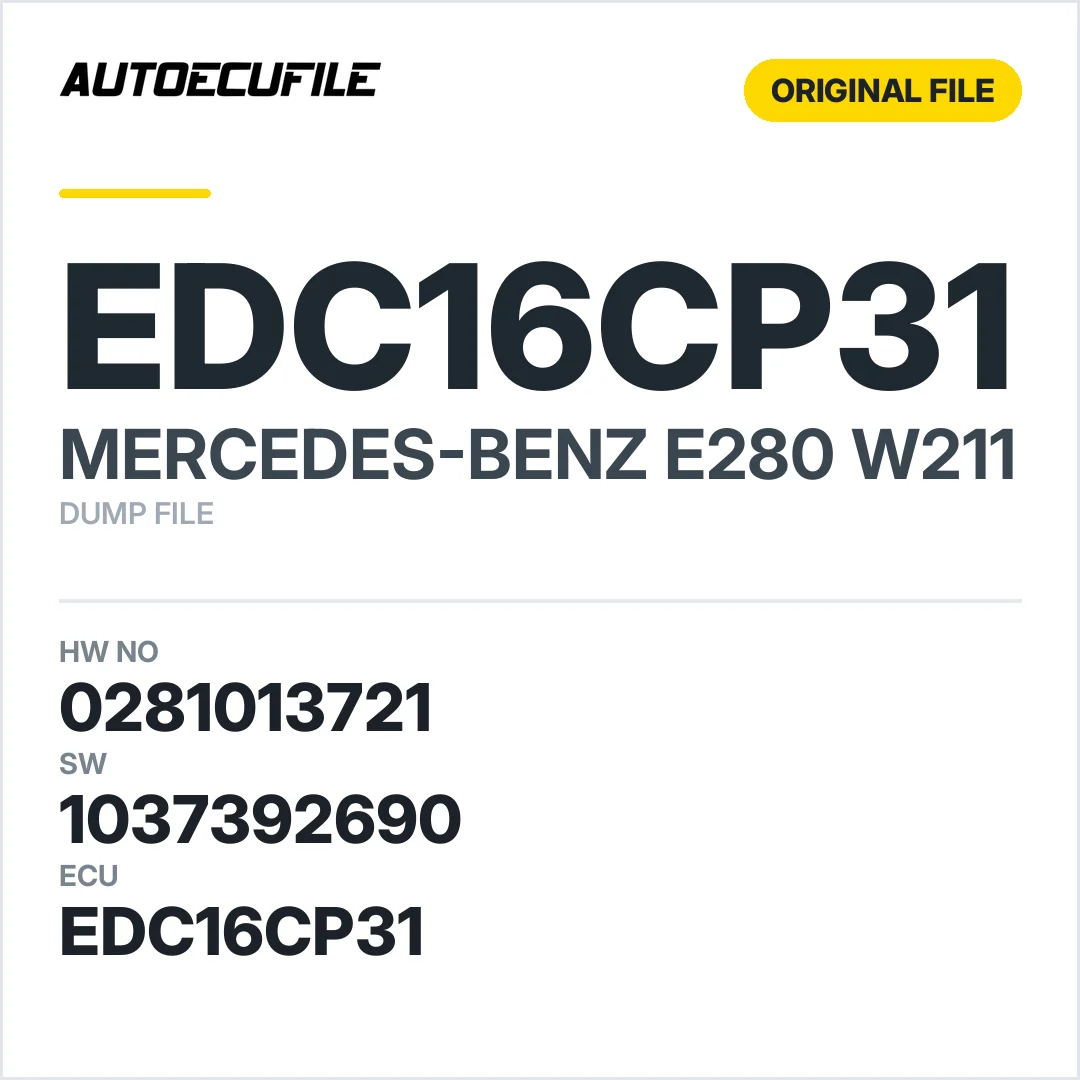 MERCEDES E280 W211 EDC16CP31 0281013721 1037392690 DUMP