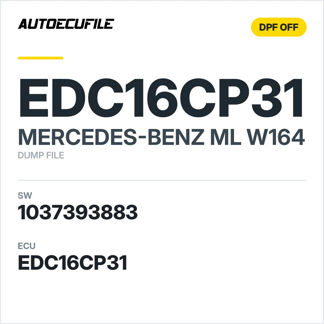 MERCEDES ML W164 EDC16CP31 1037393883 DPF OFF DUMP