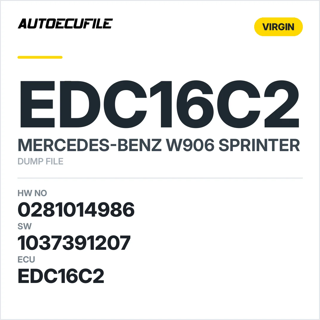 MERCEDES SPRINTER EDC16C2 0281014986 1037391207 VIRGIN DUMP
