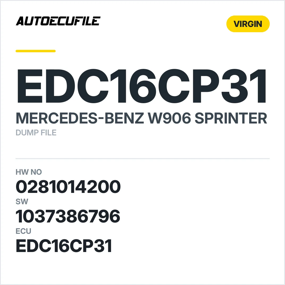MERCEDES SPRINTER EDC16CP31 0281014200 1037386796 VIRGIN DUMP