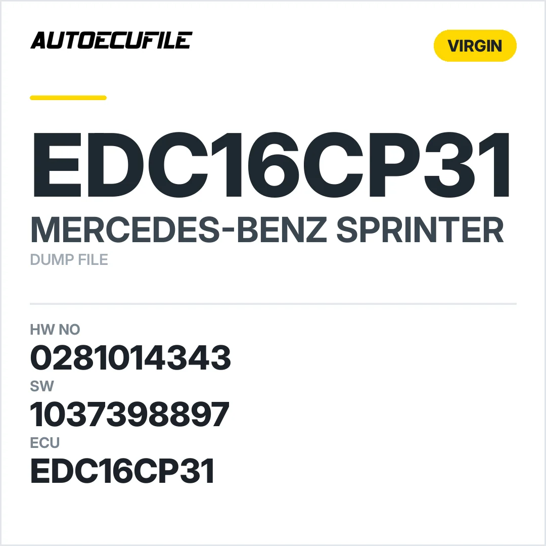 MERCEDES SPRINTER EDC16CP31 0281014343 1037398897 VIRGIN DUMP
