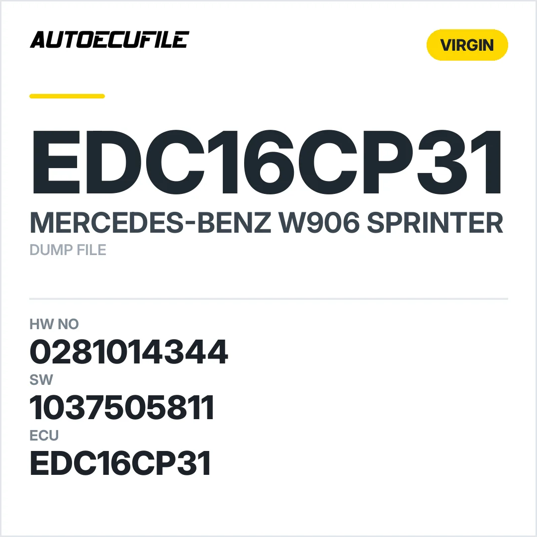 MERCEDES SPRINTER EDC16CP31 0281014344 1037505811 VIRGIN   DUMP