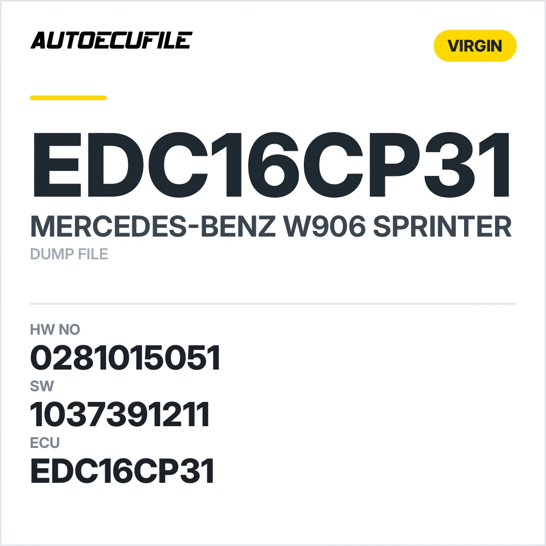 MERCEDES SPRINTER EDC16CP31 0281015051 1037391211 VIRGIN DUMP