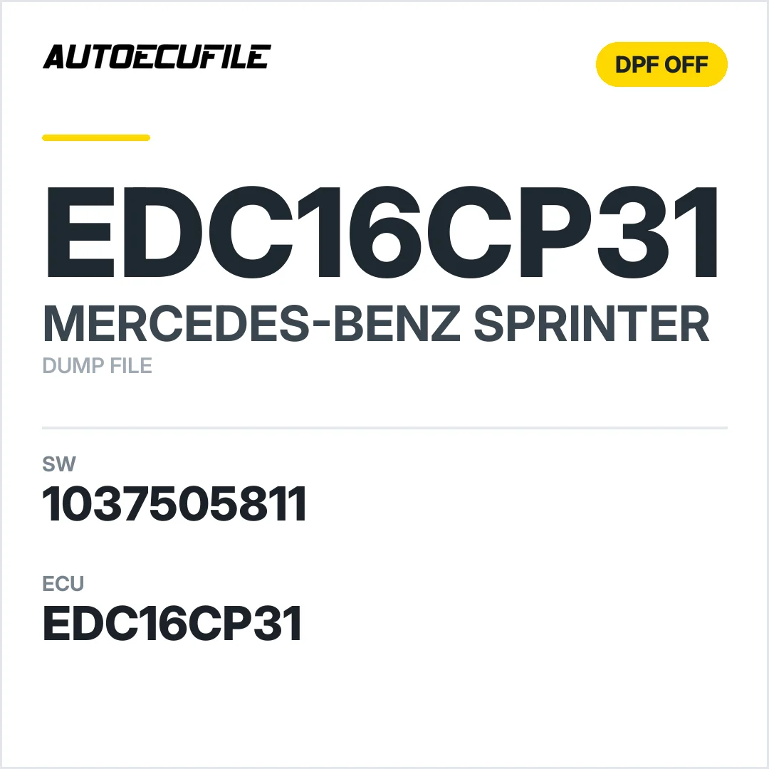 MERCEDES SPRINTER EDC16CP31 1037505811 DPF OFF DUMP